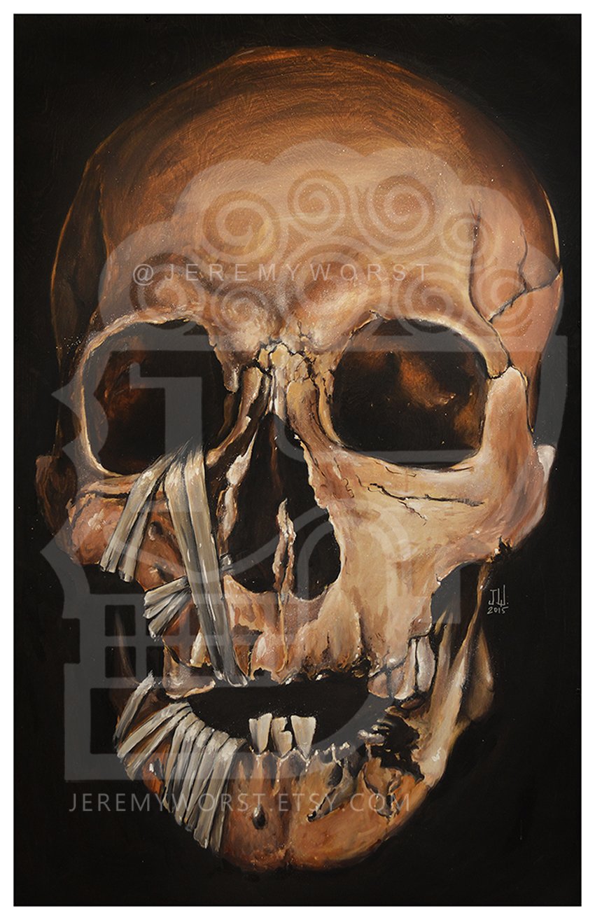 Image of JEREMY WORST Skull 2015 Canvas print skulls zombie mummy  Artwork Signed Print poster