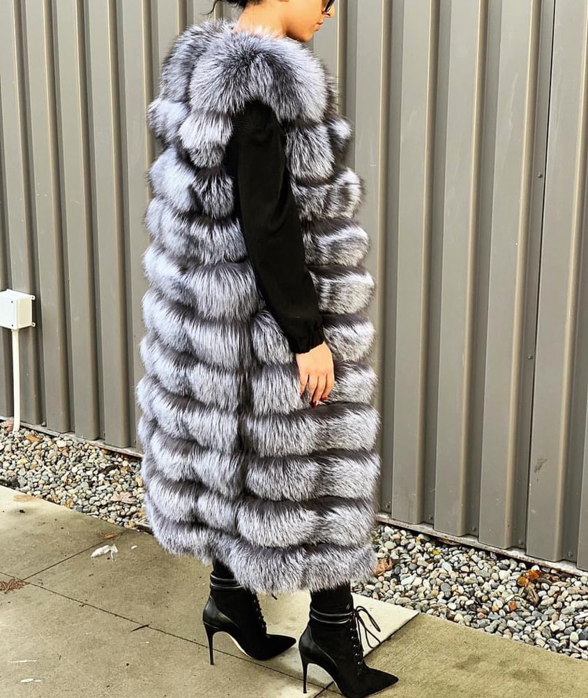 Silver fox fur vest deals