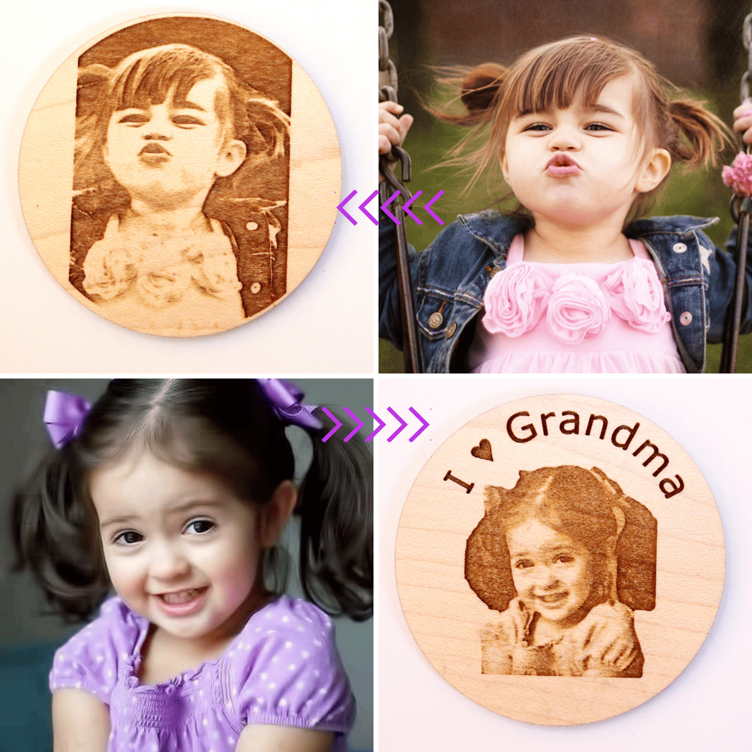 Image of      Kids Portrait Button, Baby Portrait, Personalized Children's Portrait Engraved Button