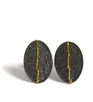 Image of Sewn Up Small oval studs