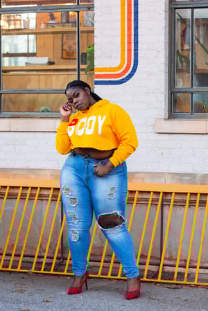Image of 'BODY' Crop Hoodie GOLD