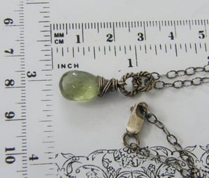 Image of moss aquamarine sterling silver wire wrapped necklace