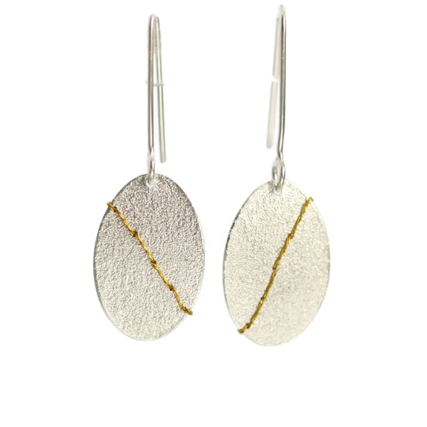 Image of Sewn Up large oval earrings