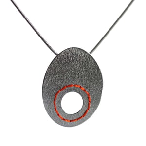 Image of Large Sewn Up necklace with cut-out circle
