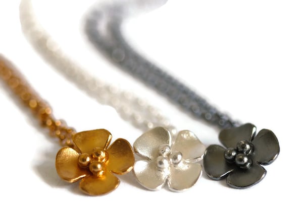 Image of Silver Flower Drop pendant