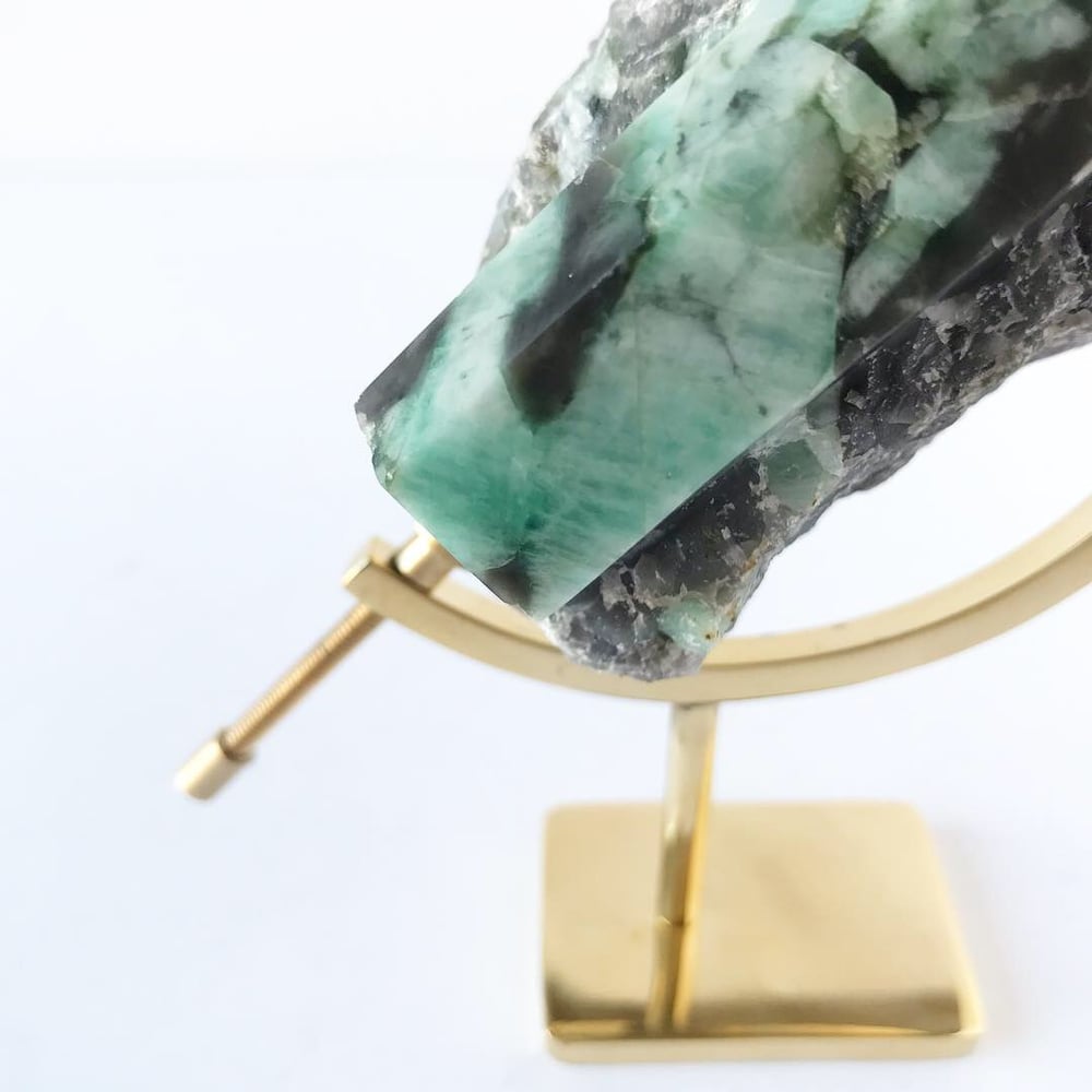 Image of Polished Rough Emerald no.02 Nova Collection Brass Pairing