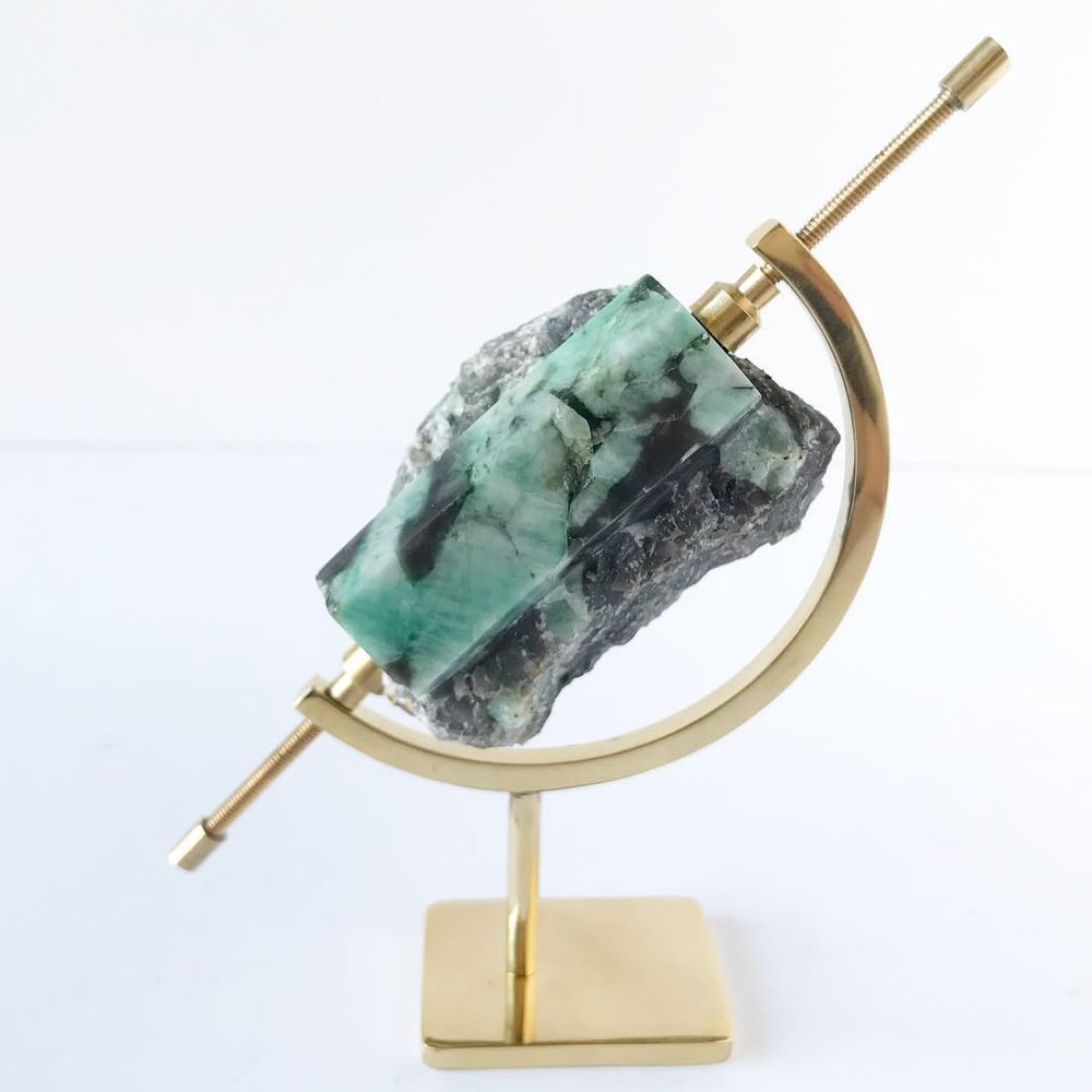 Image of Polished Rough Emerald no.02 Nova Collection Brass Pairing