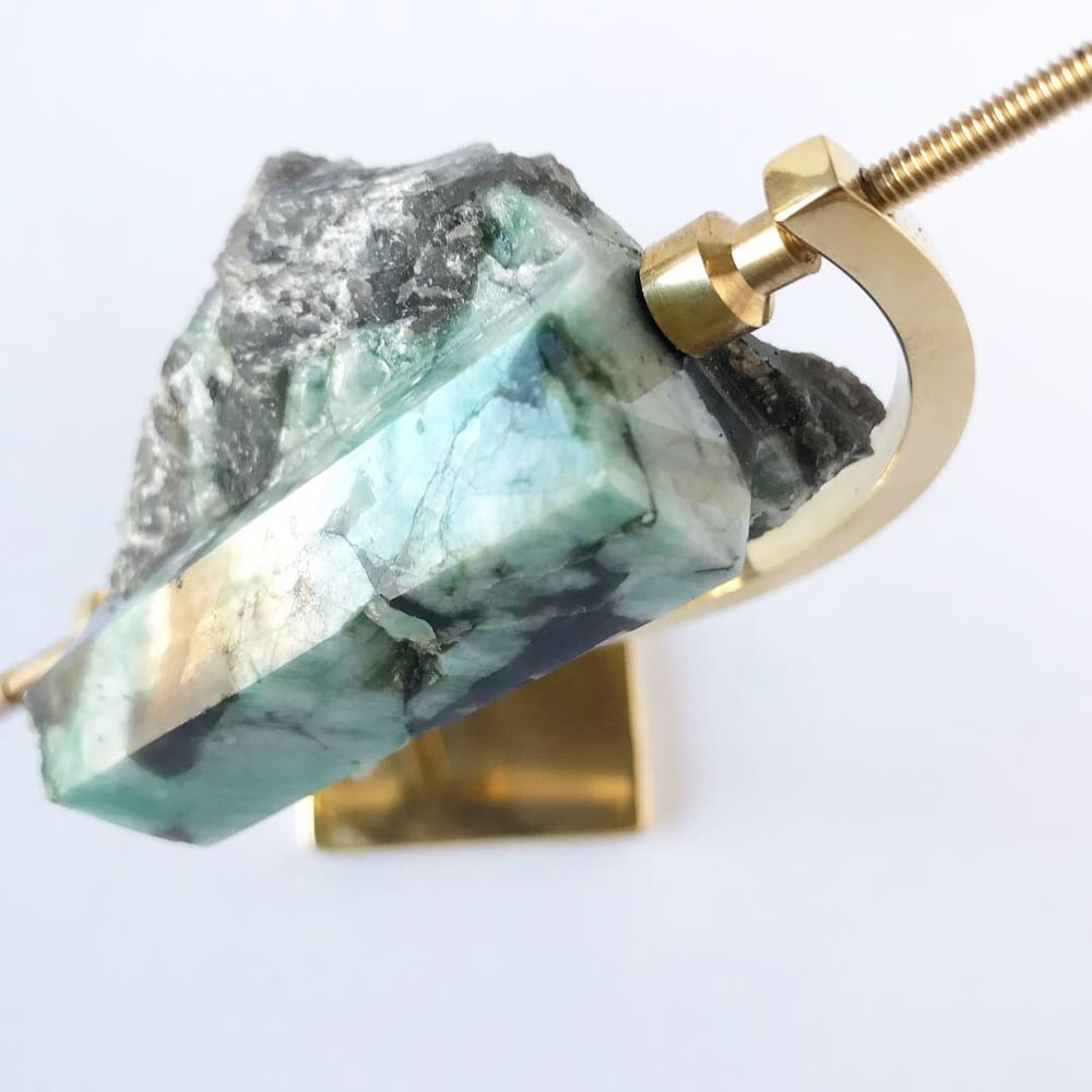 Image of Polished Rough Emerald no.02 Nova Collection Brass Pairing