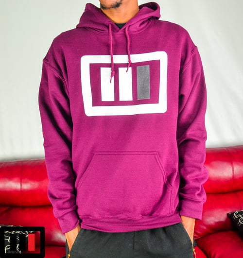 Image of Maroon Hoodie - white/dark grey Triple Double 87