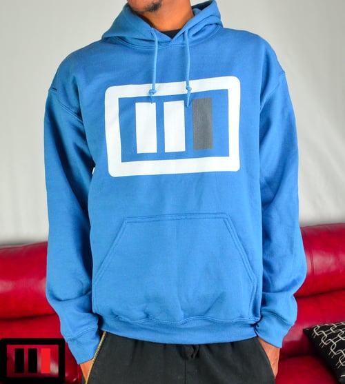 Image of Indigo blue Hoodie - white/dark grey Triple Double 87