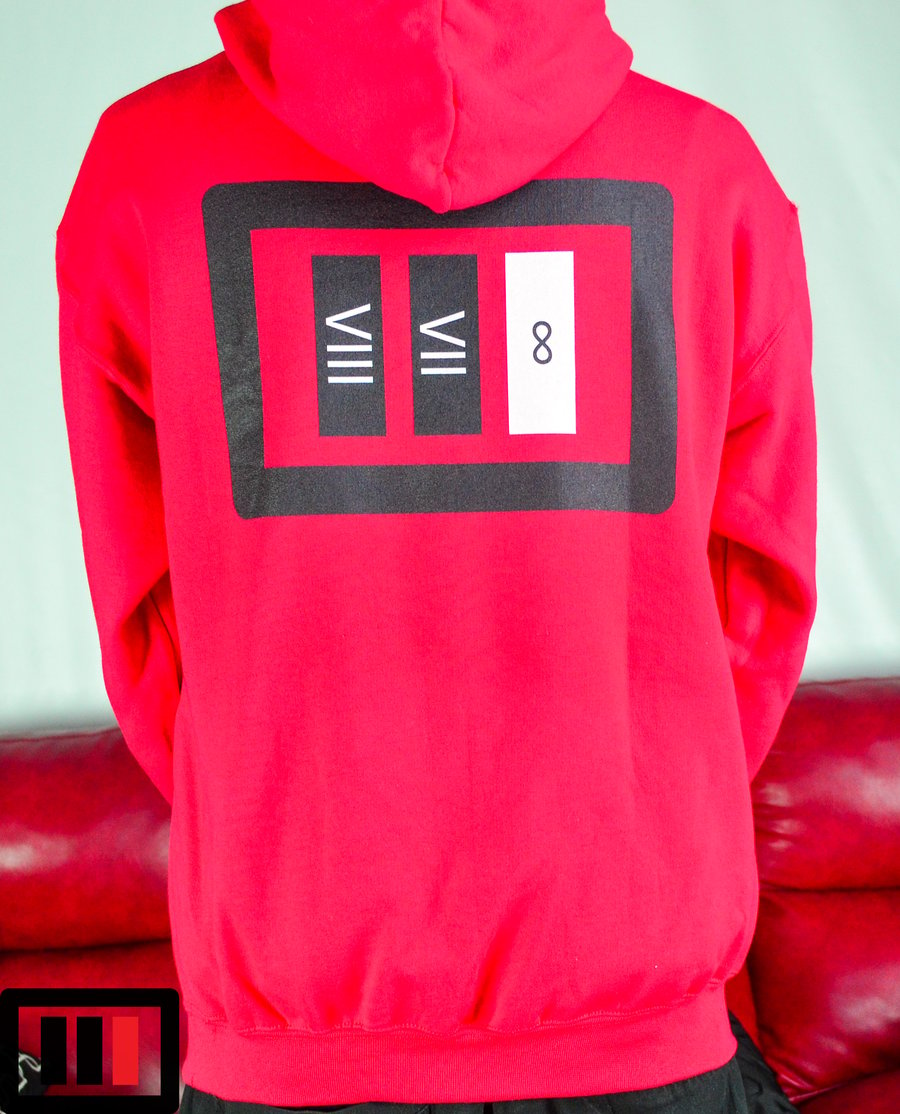 Image of Red Hoodie Triple Double Black/White 87