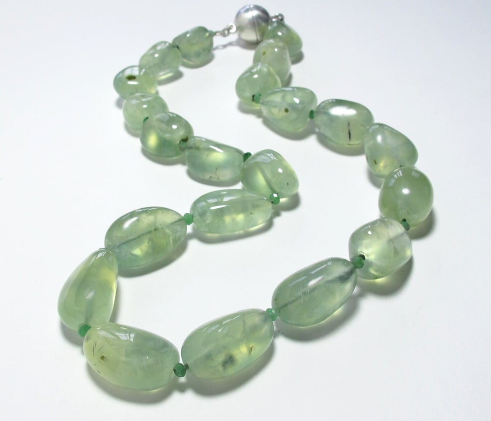Image of Prehnite and Zoisite Knotted Necklace 