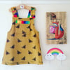 Bee Corduroy Rainbow Pocket Pinafore Dress