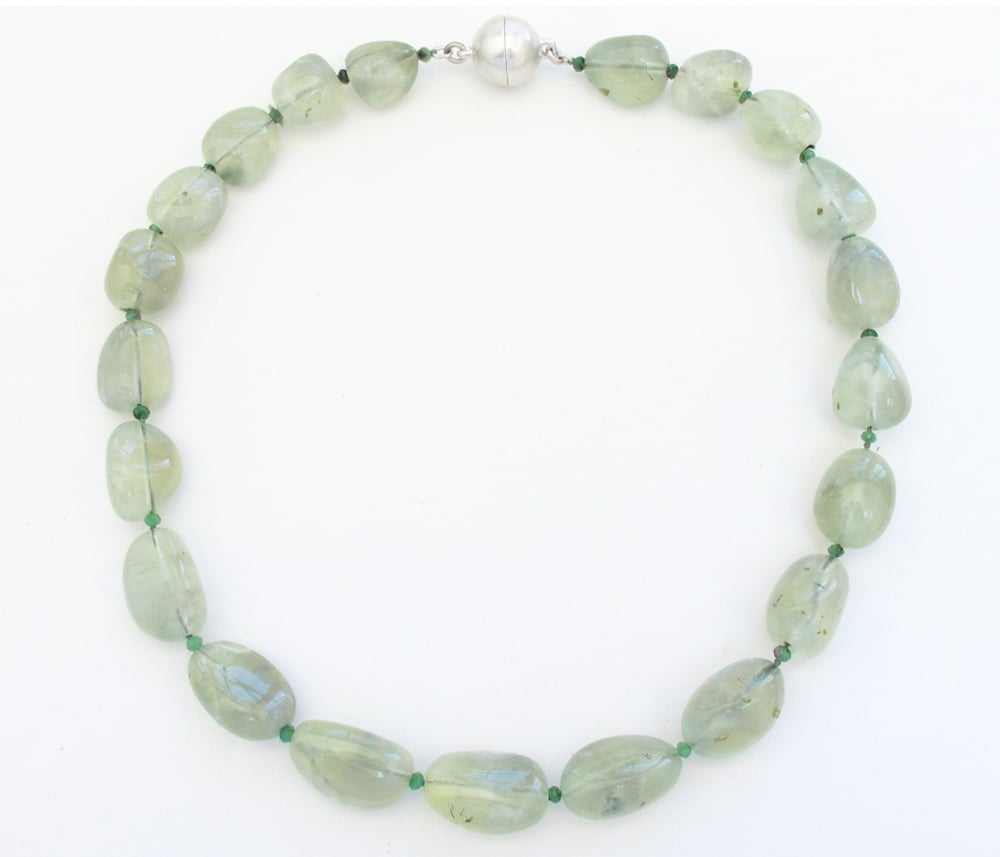 Image of Prehnite and Zoisite Knotted Necklace 