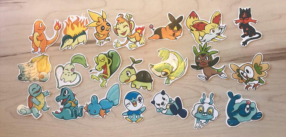 Image of Pokemon Starters Stickers (Gen/Type/Full SETS)