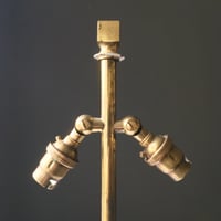Image 2 of Lucite & Brass Column Table Lamp, French