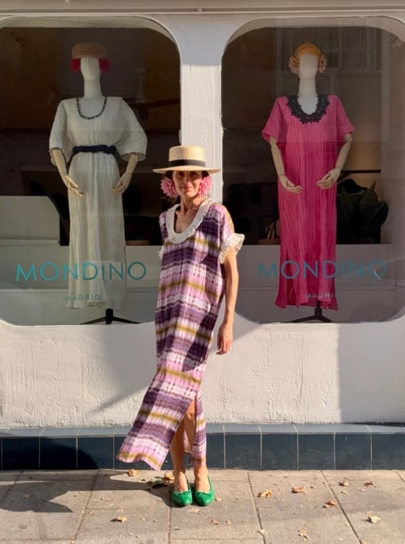 ROUND COLLAR KAFTAN WITH TRIM