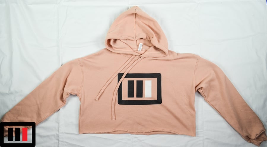 Image of Peach Crop Hoodie - Black/white Triple Double 87