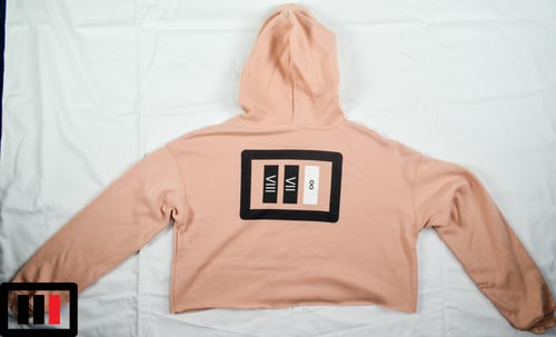 Image of Peach Crop Hoodie - Black/white Triple Double 87