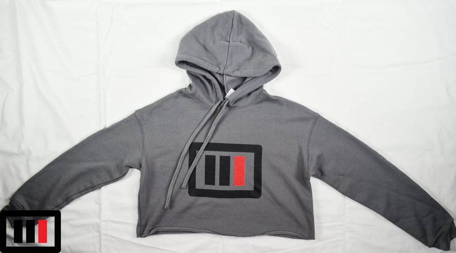 Image of Storm Crop Hoodie - black/red Triple Double 87