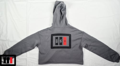 Image of Storm Crop Hoodie - black/red Triple Double 87