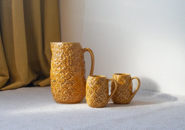 Image of Conjunto jarra y vasos cerámica