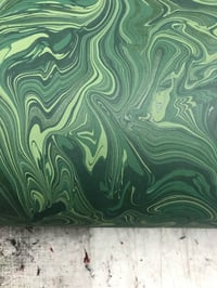 Image 1 of Marbled paper #76 'Deep Green Malachite' (Green Base Paper version)