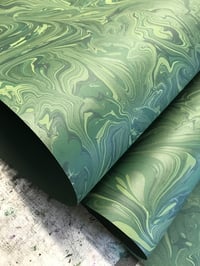 Image 4 of Marbled paper #76 'Deep Green Malachite' (Green Base Paper version)