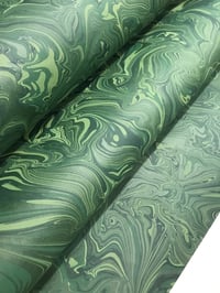 Image 3 of Marbled paper #76 'Deep Green Malachite' (Green Base Paper version)