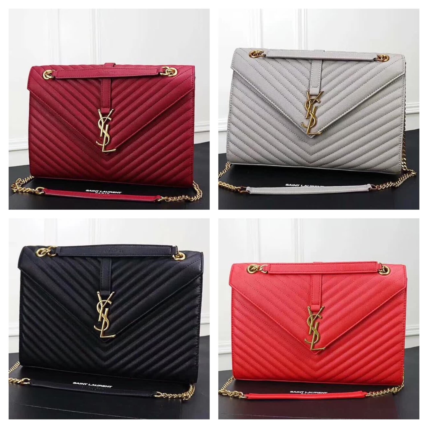 Image of Saint Laurent Monogram Leather Shoulder Bag
