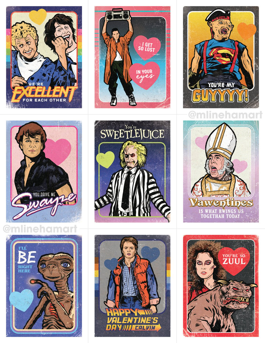 Vintage 80s Valentine's Day Cards Pack