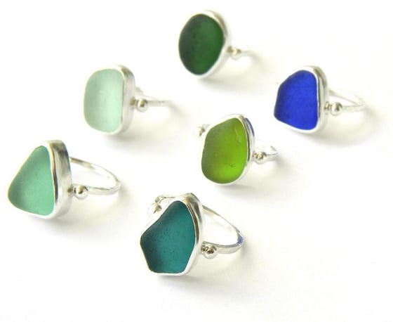 Image of Simple Sea Glass Rings