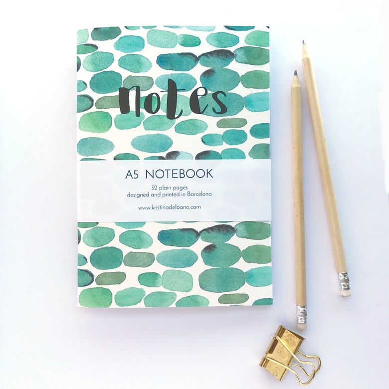 Image of Teal pebbles A5 notebook