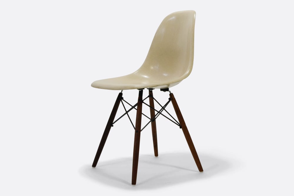 Image of Vintage Eames Parchment Fiberglass Chair 