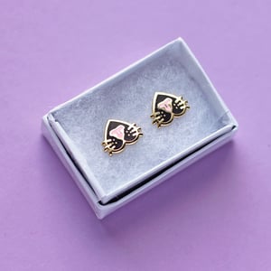 Image of Cat nose, snoots, earrings - gold plated - 925 silver posts - cat earrings - hard enamel studs
