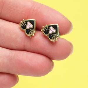 Image of Cat nose, snoots, earrings - gold plated - 925 silver posts - cat earrings - hard enamel studs