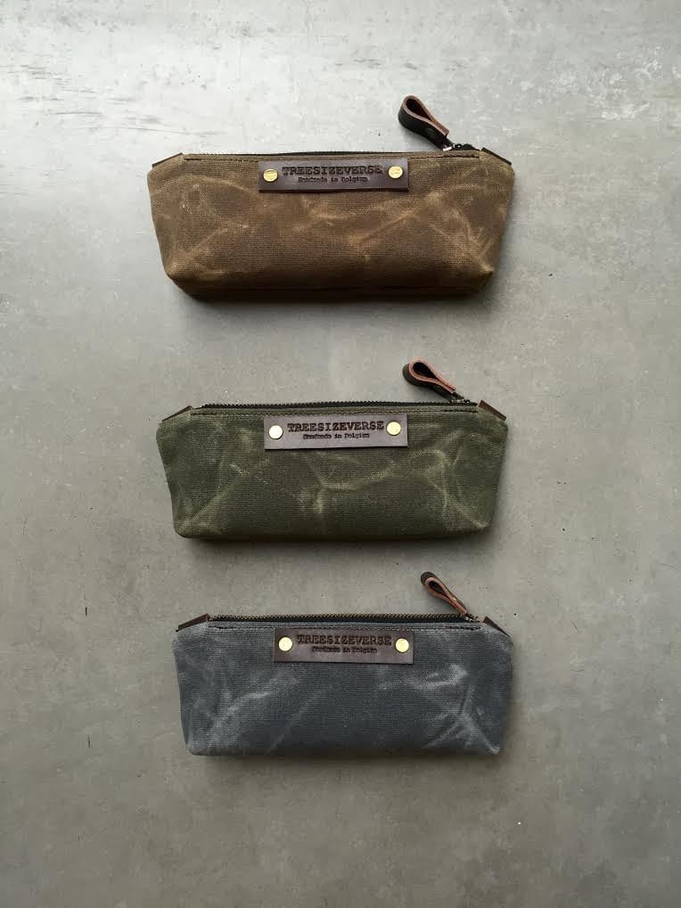 Image of Pencil case, small pouch, pencil pouch made in waxed canvas