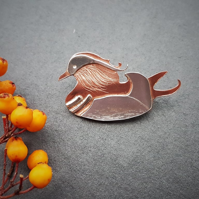 Mandarin Duck Brooch