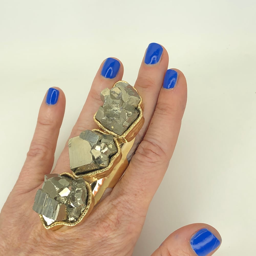 Image of Triple Pyrite Ring (Gold)