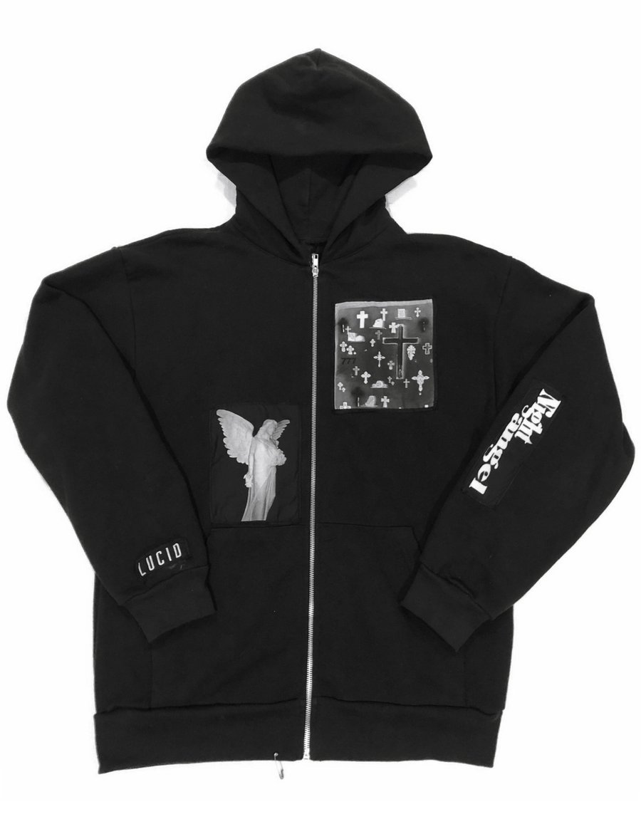 Image of NIGHT ANGEL ZIP HOODIE (BLACK)