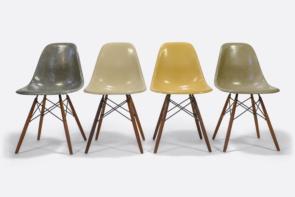 Image of Herman Miller Set of 4 Side Chair in different colors Vintage fiberglass