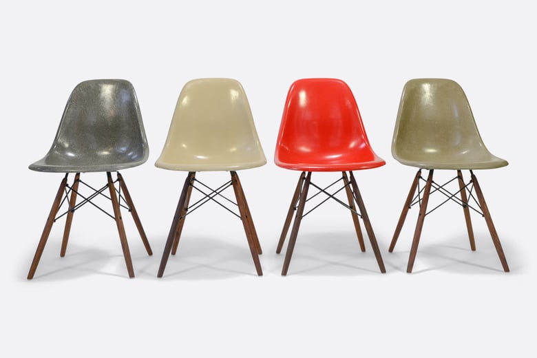 Image of Charles and Ray Eames set of 4 Fiberglass chairs