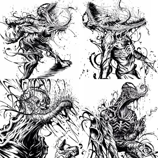 Image of Venom Transformation, Set of 4, 11/17” art prints