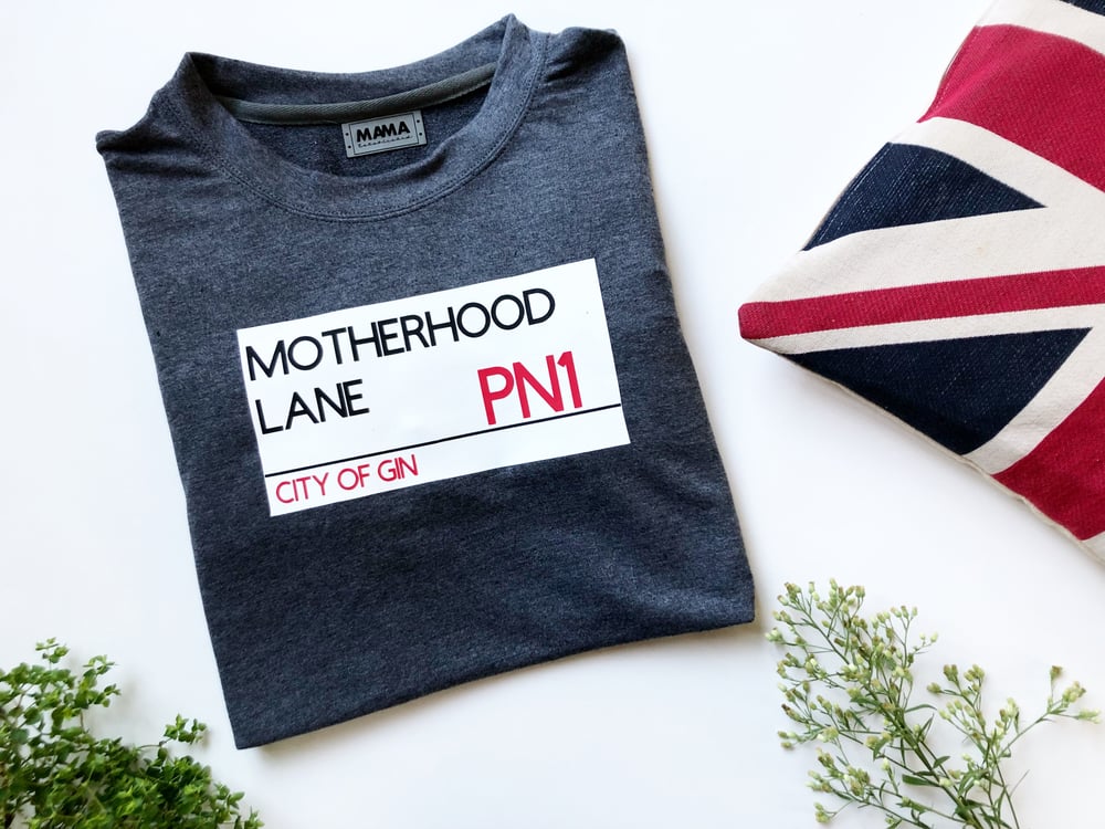 Image of Motherhood street sign sweater
