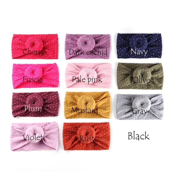 Image of ROCK BOTTOM BLOWOUT Puff Ball Wide Nylon Polka Dot Headbands 