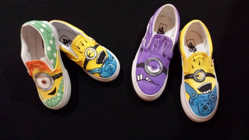 Image of custom painted canvas kids shoes 