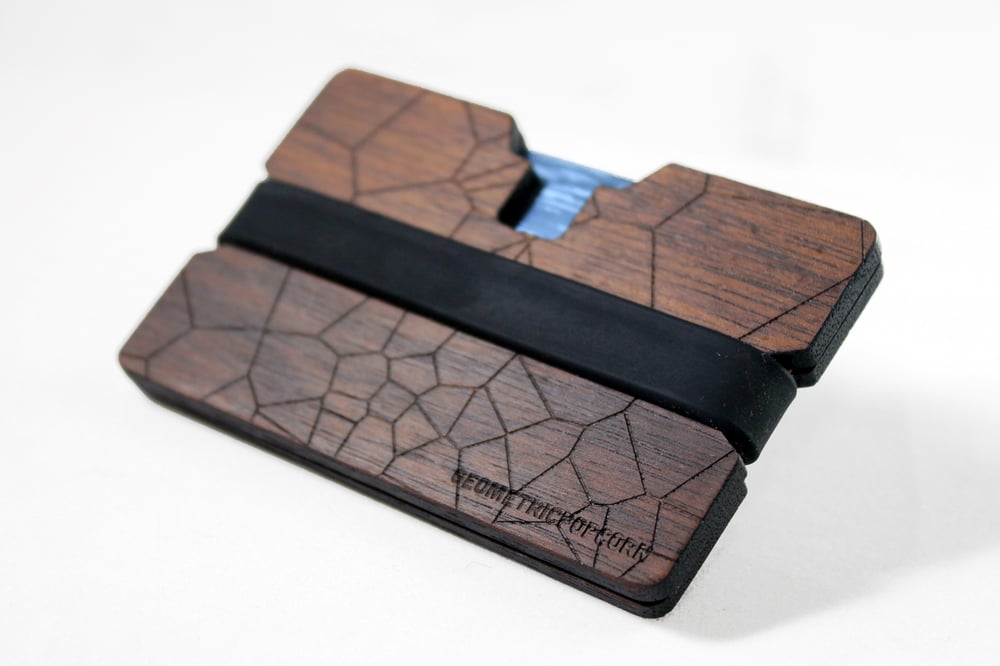 Image of Voronoi - Flexband Wooden Wallet Credit Card Holder/Phone Stand