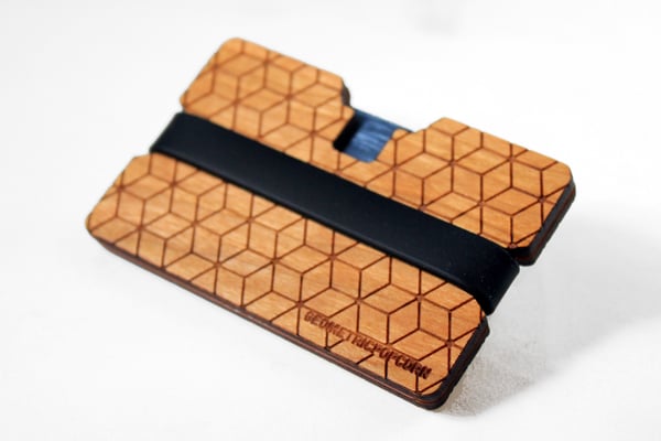 Image of GeoCubes - Flexband Wooden Wallet Credit Card Holder/Phone Stand