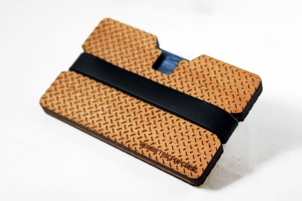 Image of Metal Grate - Flexband Wooden Wallet Credit Card Holder/Phone Stand