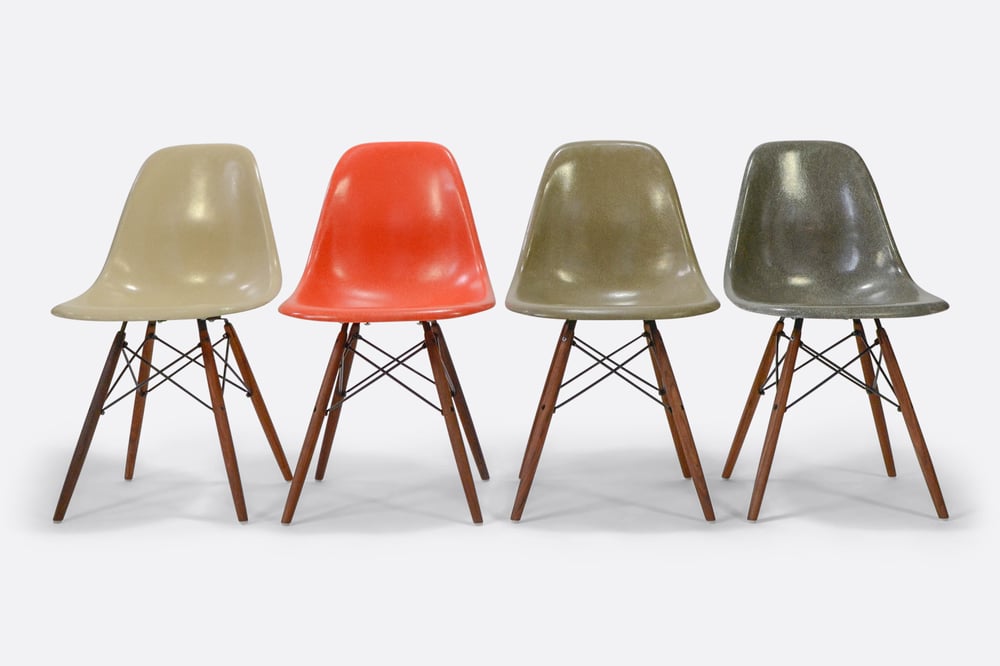 Image of Set of 4 Herman Miller Eames Fiberglass Side Chairs on sale